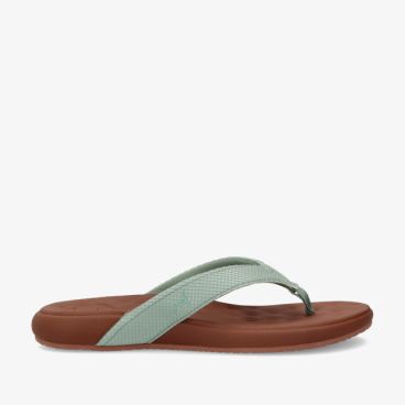 Groene Reef Cushion CJ6908 teenslipper met imitatieleren band met reliëf en bruin gewatteerd voetbed