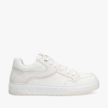 Witte Twins Margot 325201 500-W6 lage sneaker in leercombinatie met subtiele nerf suède hiel en dikke rubberzool