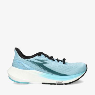 Blauwe mesh hardloopschoen 361 Y2451 5756 met zwarte veters een slanke vorm en een dikke witte zool
