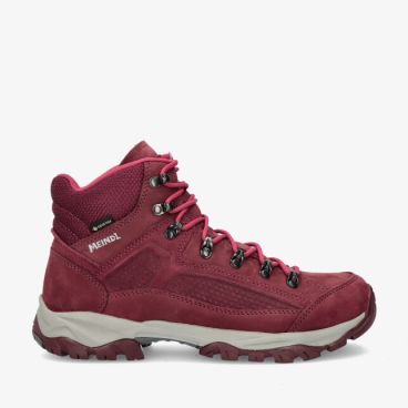 Bordeauxrode Meindl Baltimore 2963 21 halfhoge wandelschoen van nubuckleer met mesh inzet Gore-Tex label en profielzool
