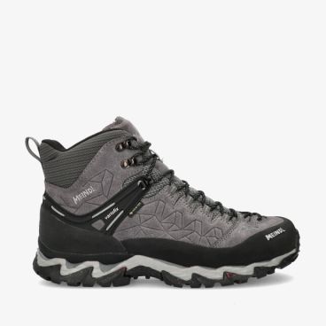 Grijze Meindl Sion Mid 4757 03 wandelschoen in leercombinatie met reliëf rubberneus robuuste profielzool en midhoog model