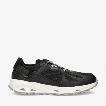 Jack Wolfskin Prelight A64088 A0029 mesh sneaker met zwarte panelen en beige zool lage pasvorm en gripzool