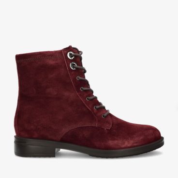 Bruine suède veterlaars van Hartjes model 172.1303/99 60.00 enkelhoog met ronde neus metalen veterogen en lage hak