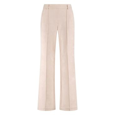 Roze uitlopende broek met persnaden en riemlusjes van NUKUS model NKF09054 266 met suèdelook