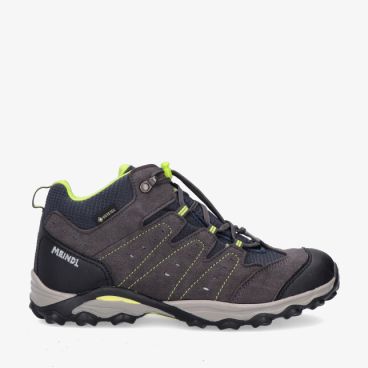 Grijze Meindl TUAM JUNIOR GTX 2095 59 wandelschoen van leer met lime accenten versterkte neus en grove profielzool