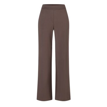 Bruine MAC Chiara broek model 2177 00 0107L 32 293 met wijde pijpen brede tailleband en gladde stretchstof