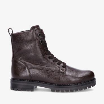 Bruine leren veterlaars Gabor 8024.05 004 met grove profielzool ronde neus en subtiele nerf