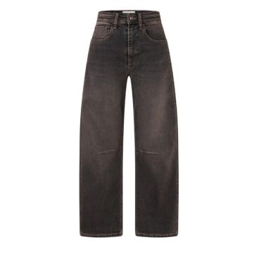 Grijze MAC Ohio Barrel jeans 3126 90 0333 D792 met wijde pijpen in vervaagde denim en subtiele naad op kniehoogte