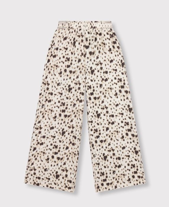 Ecrukleurige animal wide leg broek van ALIX The Label artikel 2606134783 601 met gevlekte print en elastische taille
