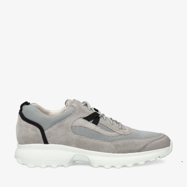 Grijze Gijs DRY MAXX sneaker model 2149 114 1565 in leercombinatie met suède en mesh zwarte details en witte profielzool
