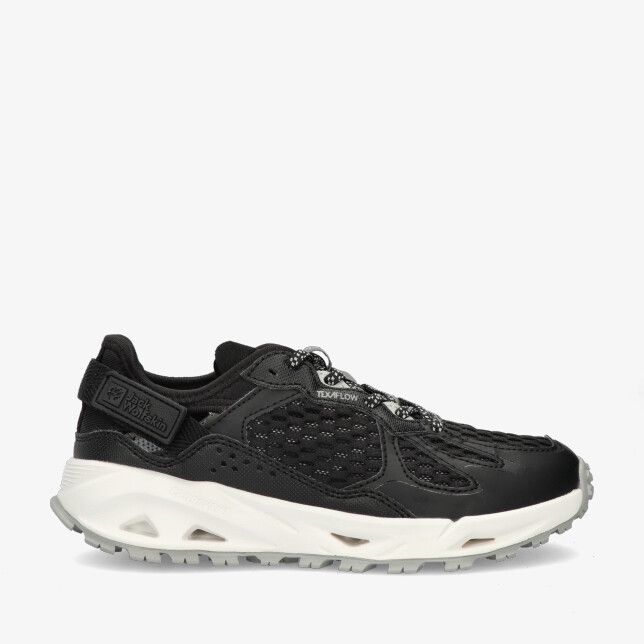 Zwarte Jack Wolfskin PRELIGHT A64087 6350 sneaker met mesh panelen stevige veters en contrasterende witte zool