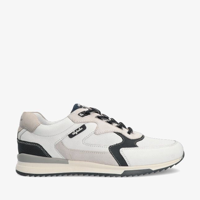 Witte Australian Bakersville 16.1667.02 B5A sneaker in combinatie van leer met zwarte en beige panelen en kartelzool