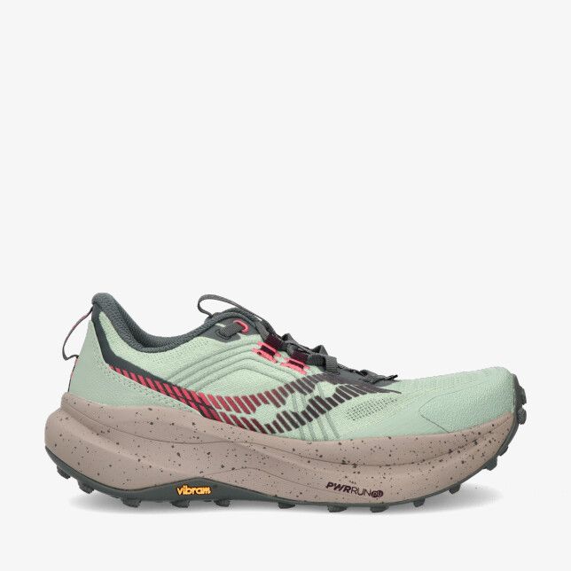 Veelkleurige Saucony Xodus Ultra 4 S11032 247 trailschoen met mesh bovenwerk gespikkelde middenzool en Vibram noppenzool