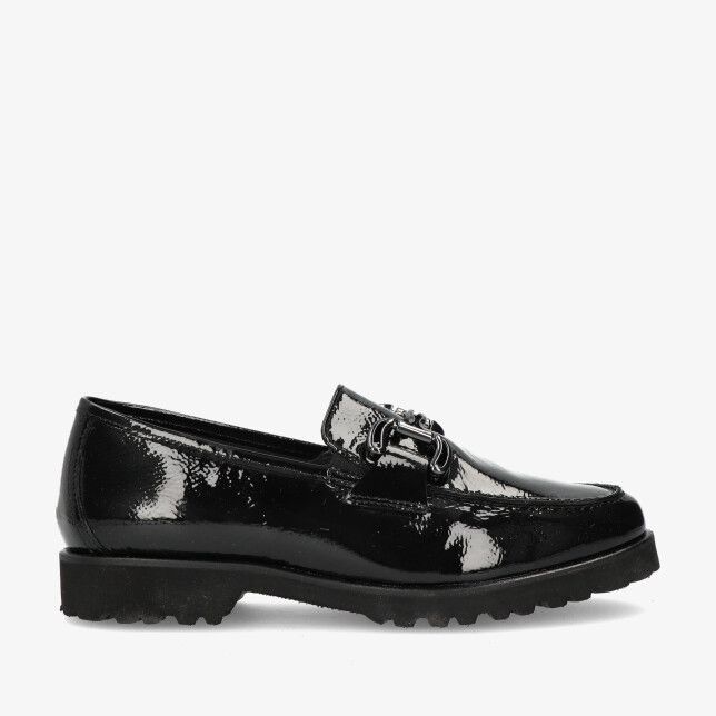 Zwarte Sioux Meredith 41360 loafer van lakleer met metalen bit en profielzool