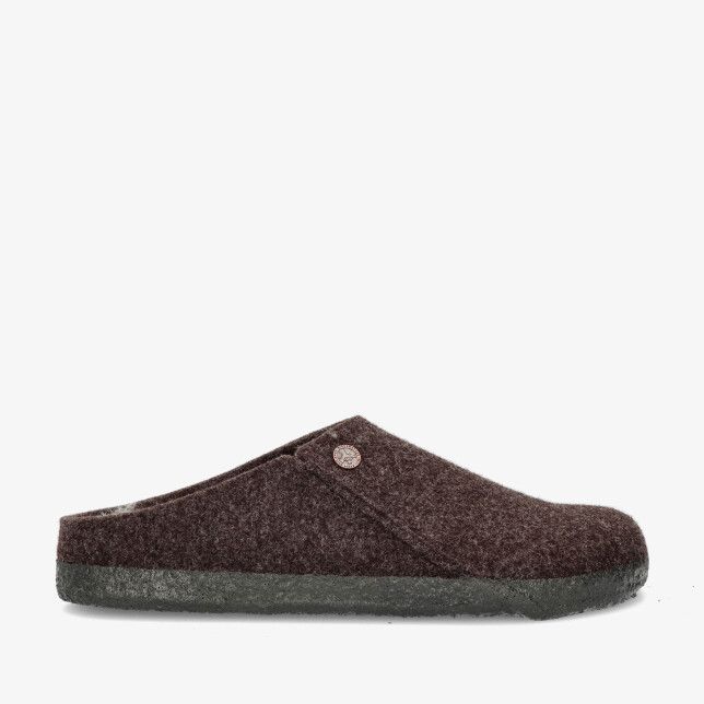 Bruine Birkenstock Zermatt 1016570 Mocha pantoffel van vilt met instapmodel en donkergrijze profielzool