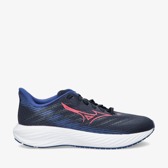 Blauwe Mizuno Enerzy Rider JNR hardloopschoen met mesh bovenwerk model K1GC2416 54 rode logoaccenten en witte zool