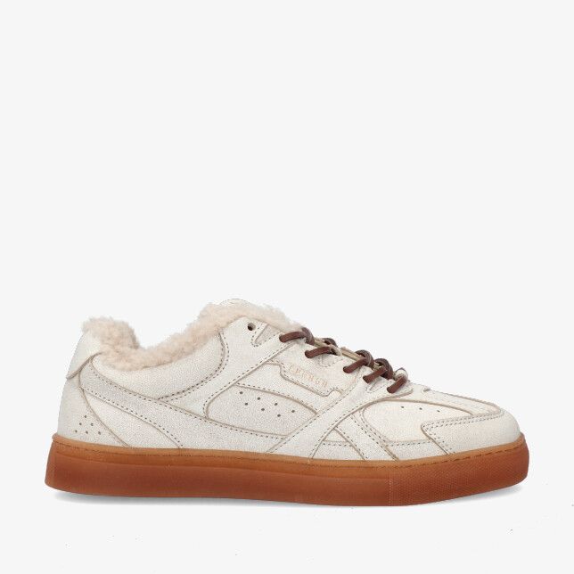 Copenhagen CPH63 sneaker in ecru crèmekleurig nubuck met pluche voering en bruine rubberzool