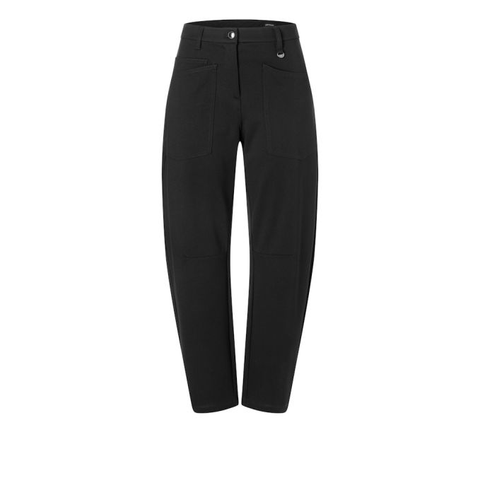 Zwarte tapered broek met opgestikte voorzakken en riemlussen MAC 3109 00 0107 090