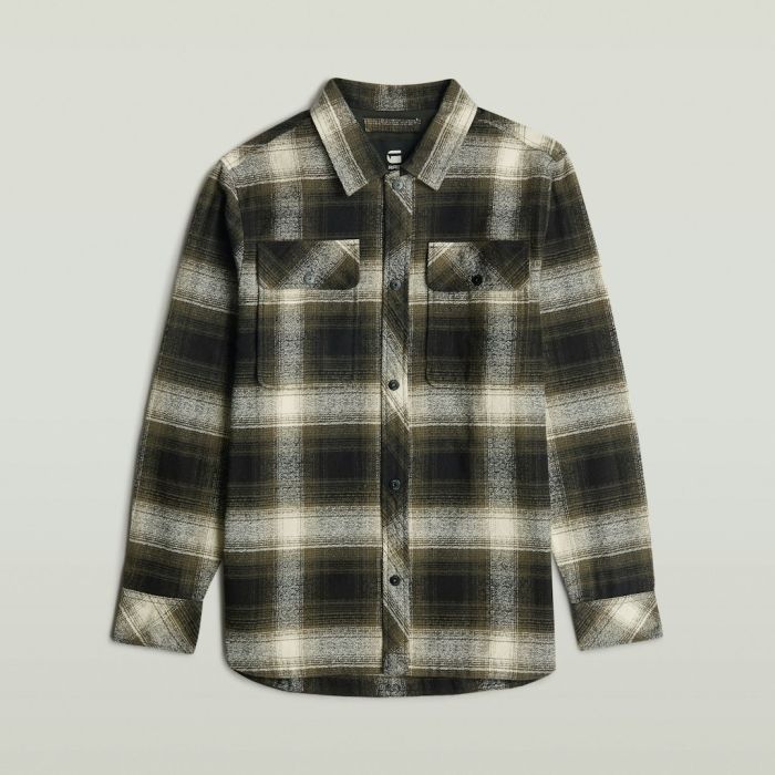 Groene G-Star Raw D25388-E074 H567 overhemd met ruitpatroon lange mouwen knoopsluiting en twee borstzakken