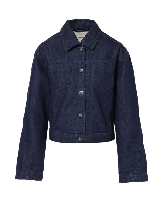 Donkerblauw denim jack van Beaumont model BC14510253 5630 met kraag borstzakken en metalen knopen