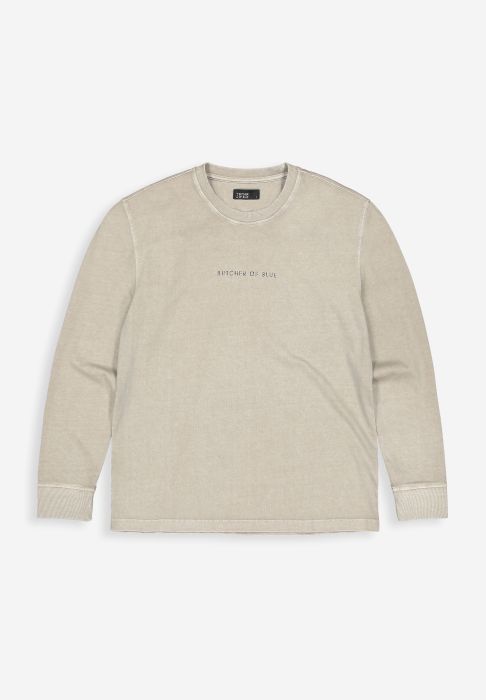 Grijze long sleeve van Butcher of Blue model M2522011 970v in ribstof met ronde hals en subtiel logo op de borst