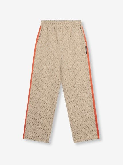 ALIX The Label camelkleurige broek met allover patroon oranje zijstrepen en elastische taille model 2508118335 620