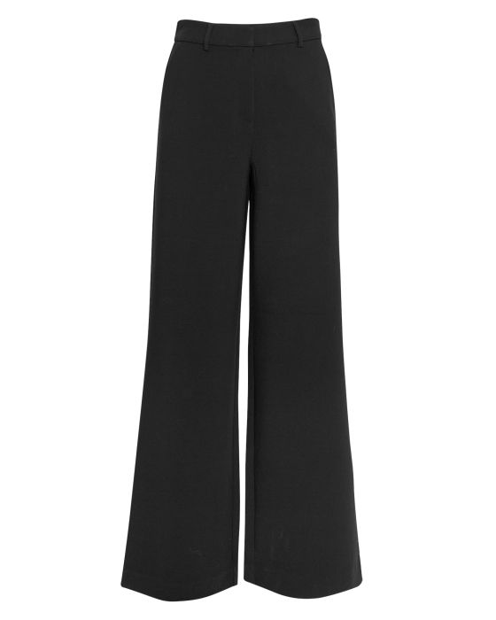 Zwarte pantalon met wijde pijpen en gladde stof met riemlussen van MSCH Copenhagen model 19446