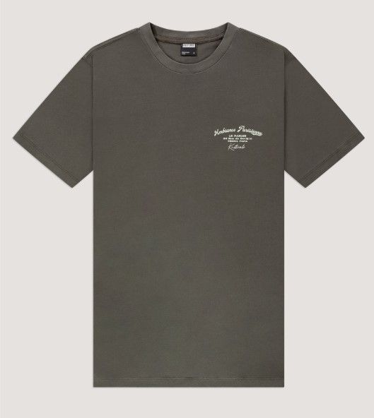 Kultivate T-shirt in bruine tint met code 2501030201 766 korte mouwen ronde hals en kleine witte borstprint
