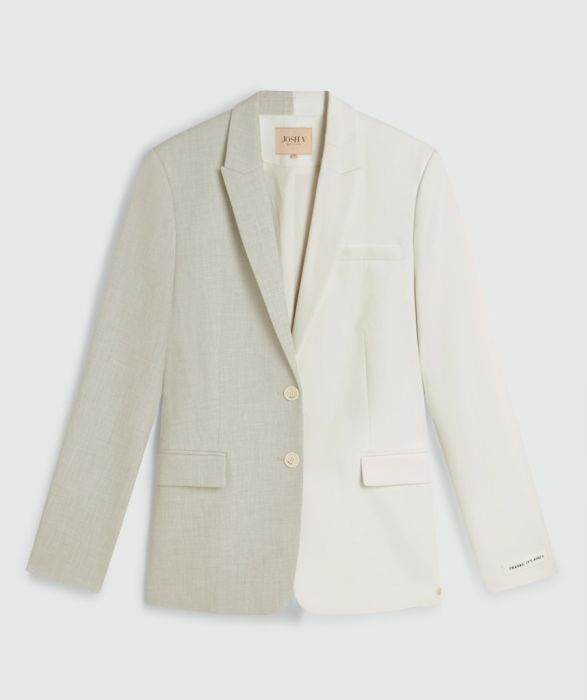 Josh V blazer JV-2508-0303 358 in grijs met crème tweekleurig ontwerp met contrasterende texturen twee knopen en klepzakken
