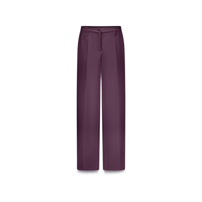 Paarse Summum broek model 4s2369-11680 324 met wijde pijpen persvouw en tailleband met lussen in gladde stof
