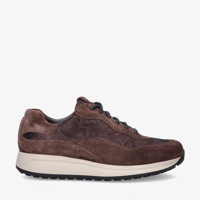 Bruine Durea DRY MAXX sneaker model 6319 609 2279 in leren combi met suède en mesh met dikke lichte zool en veters