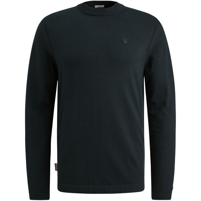Donkerblauwe Cast Iron trui met ronde hals en fijn breisel subtiel borstlogo model CKW2511360 5287