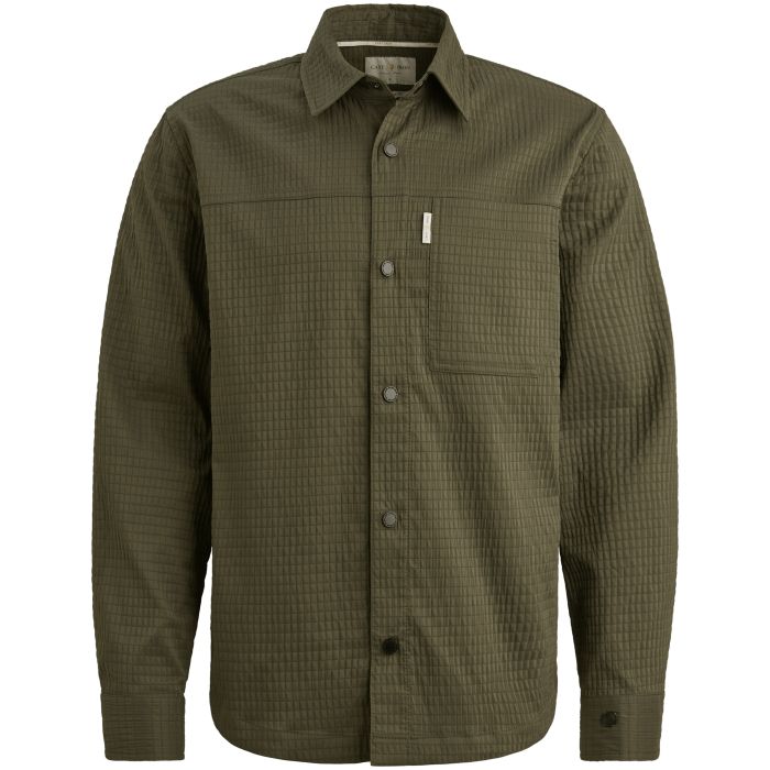 Groene Cast Iron overshirt met ruitstructuur drukknoopsluiting en borstzak model CSI2510259 6513