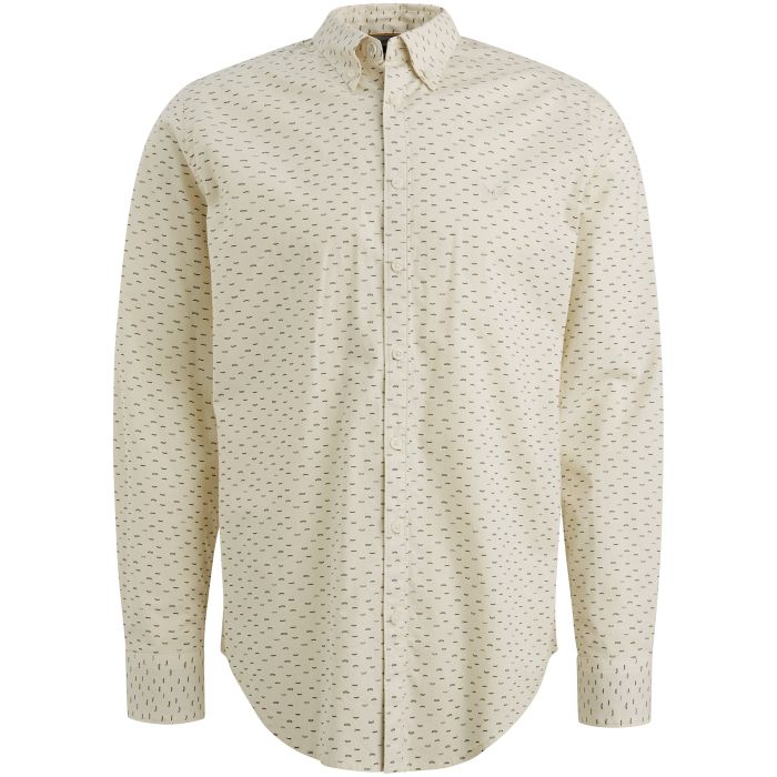 Gebroken witte overhemd van PME Legend PSI2510238 7013 met fijne streepjesprint en buttondown kraag lange mouwen