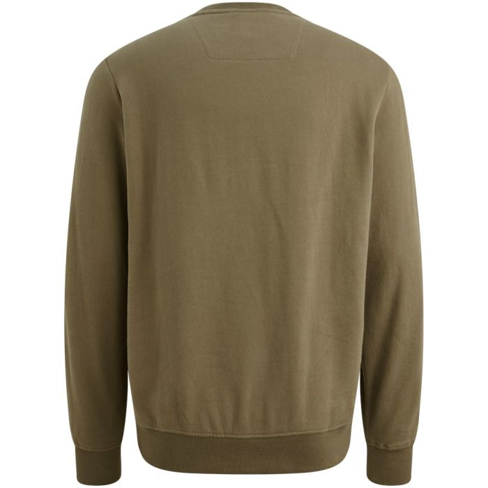 Groene PME Legend PSW2510481 6389 sweater met ronde hals ribboorden en effen achterkant
