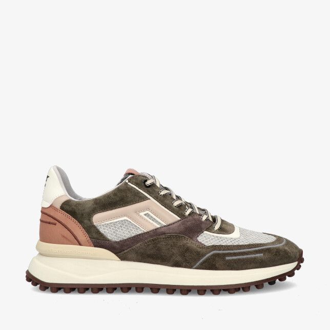 Groene Floris van Bommel NOPPI SFM-10139 50-03 sneaker in leren combinatie met suède en mesh panelen en noppenzool