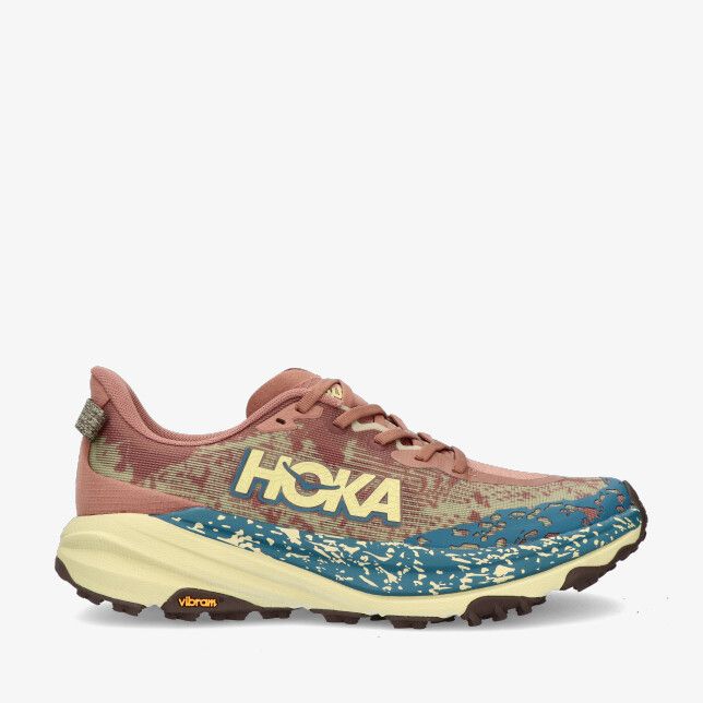 HOKA M Speedgoat 6 1147791-MPLC trailrunningschoen met mesh bovenwerk blauwe accenten groot logo en gespoten patroon