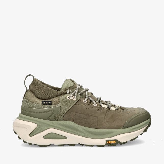 Groene HOKA M KAHA 3 LOW GTX 1162532-EYP wandelschoen met mesh bovenwerk dikke zool Vibram logo en GORE-TEX badge