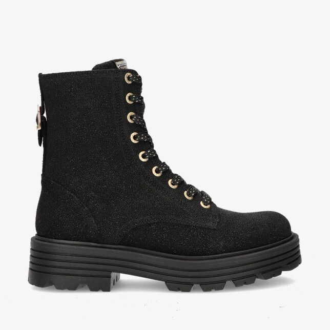 Bronzen Red Rag 12514 359 veterboot met glinsterend suède look goudkleurige veterogen en grove profielzool