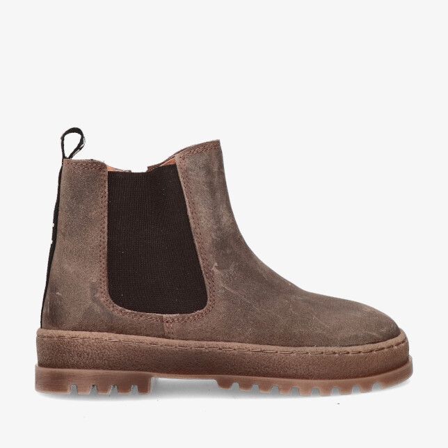 Bruine leren Chelsea boot Develab 45359 737 met elastische zijkant en grove zool