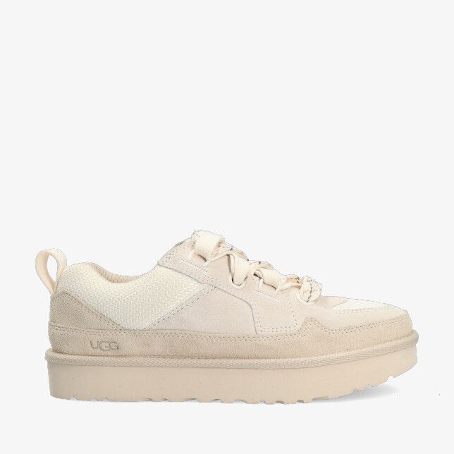 UGG Lo Lowmel 1168890 JSM witte suède low top sneaker met mesh panelen dikke zool en hiel lus