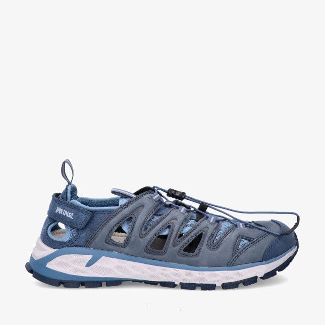 Blauwe Meindl Brindisi Lady L 4766 29 damessandaal van nubuck met uitsparingen elastische veters en robuuste zool