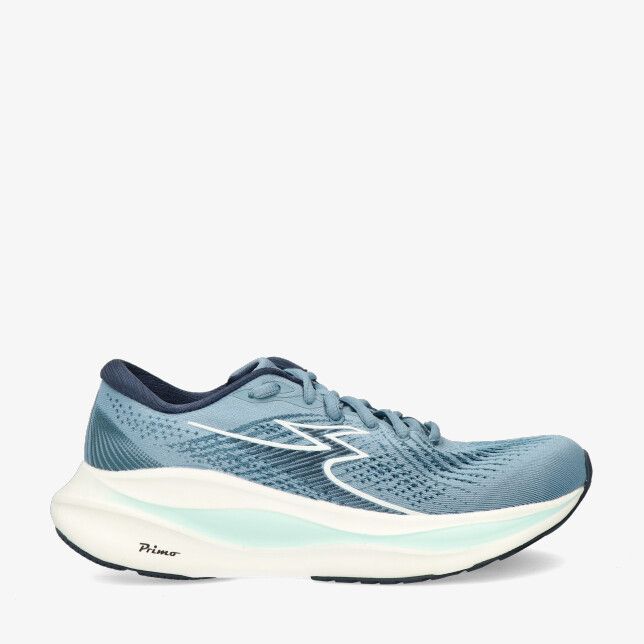 Blauwe mesh sneaker model 361 Y2551 5468 met ademend bovenwerk dikke lichtgroene zool en laag profiel