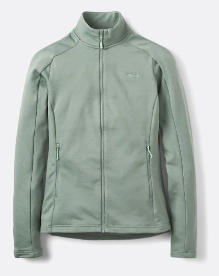 Groene Rab QFG 51 DFG fleecejas met opstaande kraag volledige rits en twee ritszakken