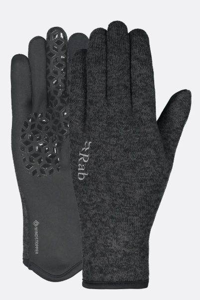 Antraciete Rab QAJ 67 ANT handschoenen met zachte melange bovenkant en hexagonale grip op de palm
