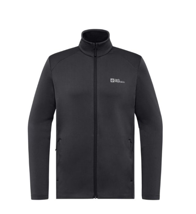 Blauwe Jack Wolfskin Kolbenberg FZ M jack A63964 6350 met hoge kraag volledige rits ritszakken en subtiele textuur