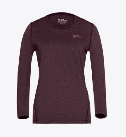 Jack Wolfskin Thermal L/S W 1808961 I0116 roze dameslongsleeve met ronde hals melangelook en klein borstlogo