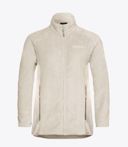 Beige Jack Wolfskin ROTWAND FZ W A61899 A0056 fleecejas met volledige rits opstaande kraag en twee ritszakken en borstlogo