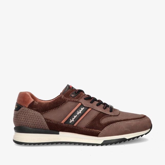 Taupe leren Australian FILMON 15.1600.06 L59 sneaker met suède accenten mesh zijpaneel reliëf hiel en profielzool