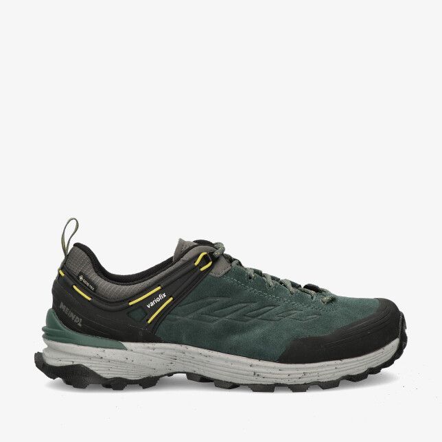 Meindl Dallas 4775 28 lage wandelschoen in groene nubuck met dikke gripzool en rubberen teenbescherming